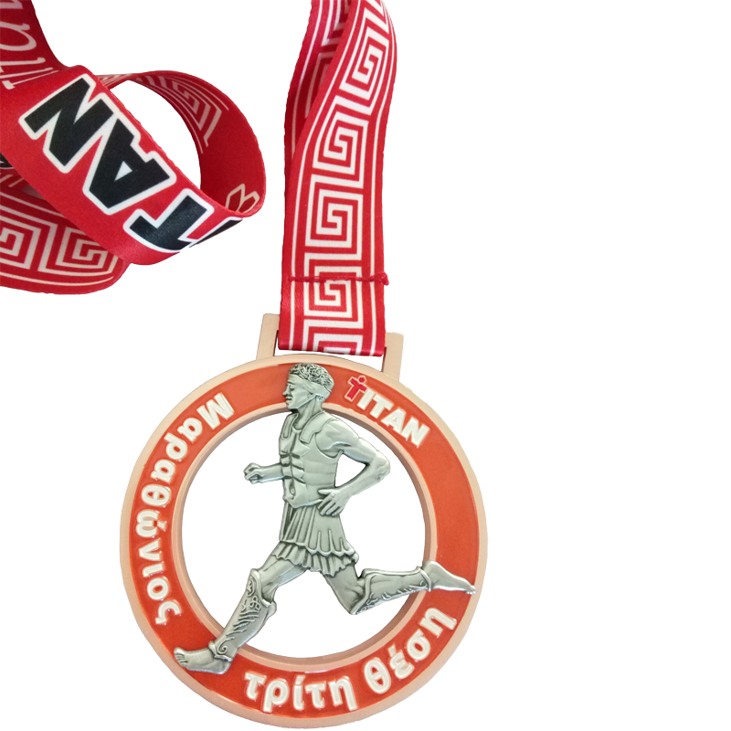 Custom metal race medals with 3D running people