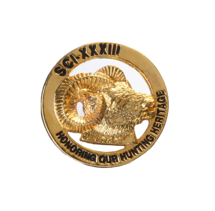 Custom logo metal engraved gold pin
