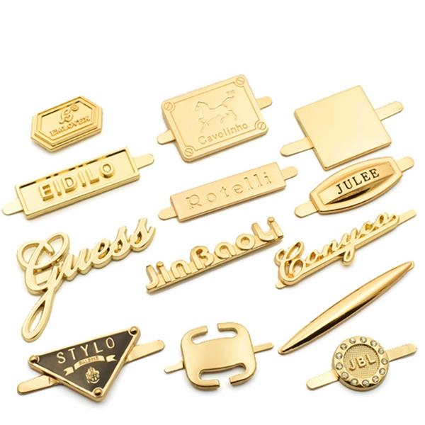 Custom metal gold color plating logo tags for handbag