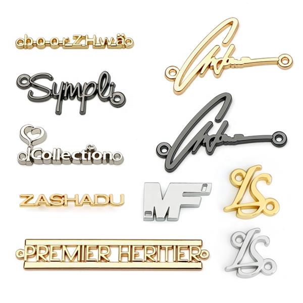 Custom texts Brand Name Logo Tag Metal Labels for Clothing