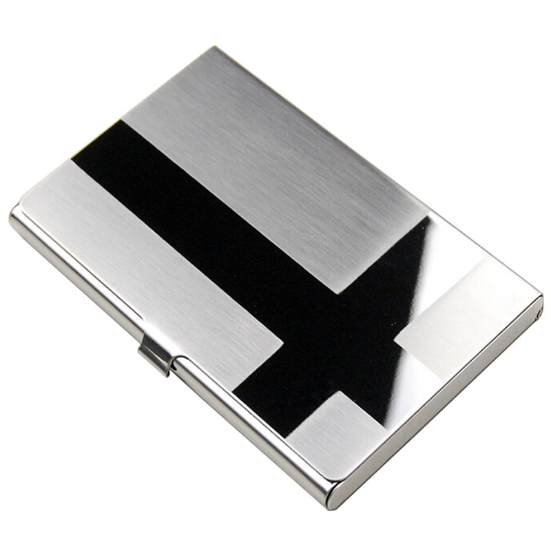 Stainless steel name card case with leather cover