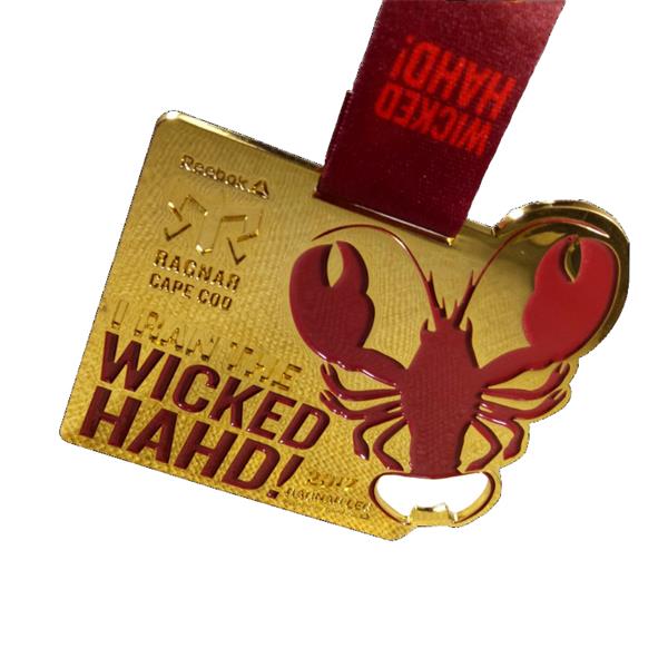 Custom Wicked Hahd gold metal bottle opener enamel medal