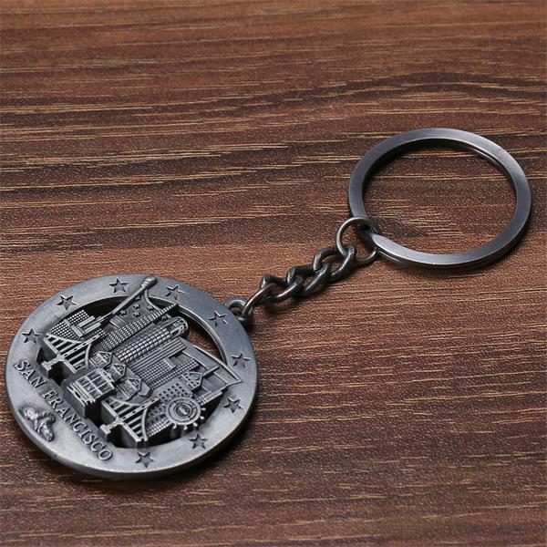 Custom 3D metal engraved SAN FRANCISCO tourist keychain