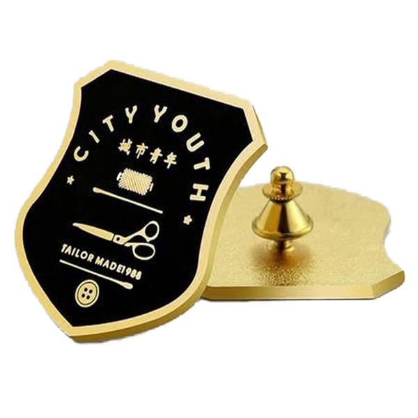 Custom gold metal badge with military cap