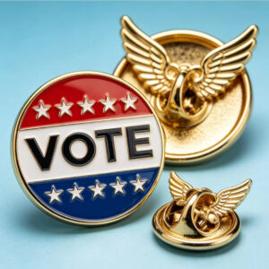 Custom gold metal vote enamel lapel pin