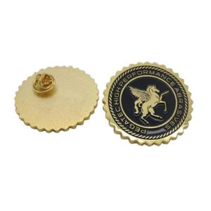 Engraved horse matt gold enamel metal Custom badge