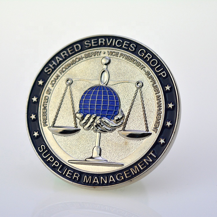 Silver Metal Custom challenge coins with enamel