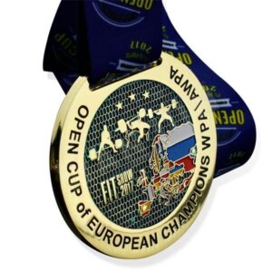 Custom gold WPA AWPA champions medal