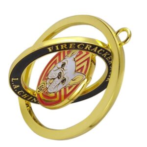 Custom metal enamel gold medals with ribbons