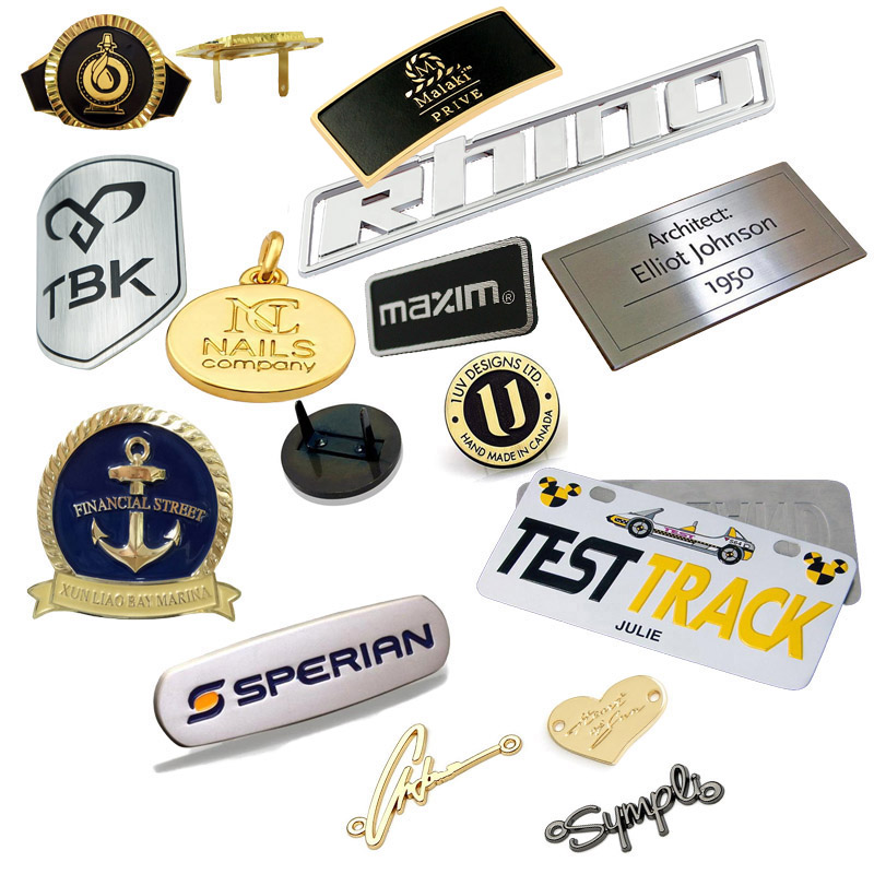 China Fashion design custom brand names gold bag accessories metal logo tag  designer metal logo labels for handbags manufacturers and suppliers