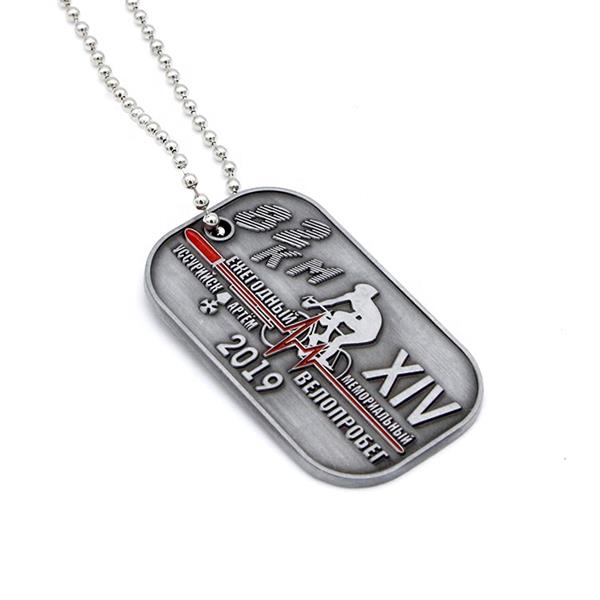 Old dog tag necklace with personalized engraved soft enamel logo