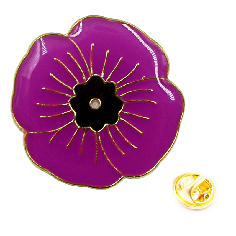 Custom soft enamel flower doming brass badge