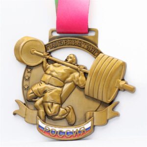 Custom sport powerlifting medals with enamel