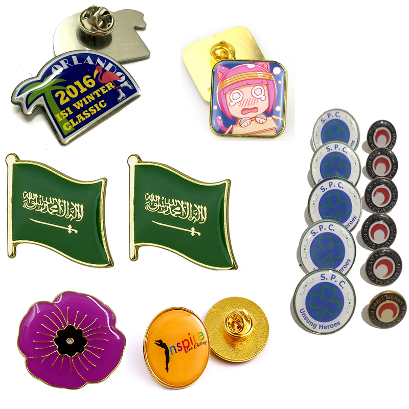 Doming lapel pins and epxoy lapel pins