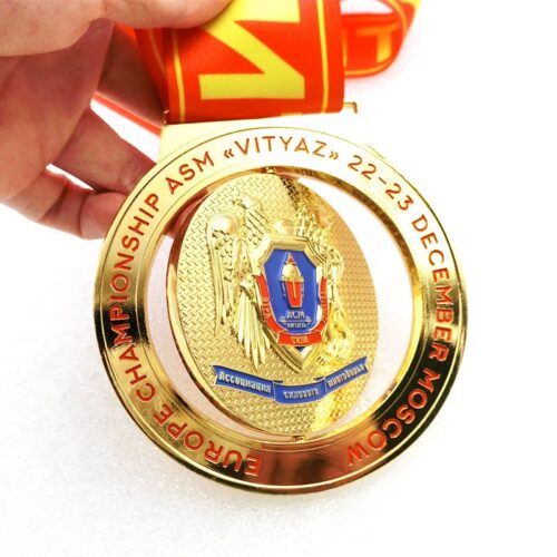 Personalized gold metal spining medal