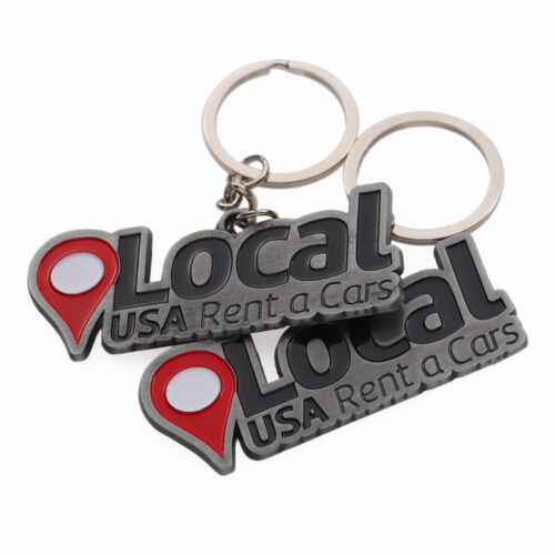 Custom antique silver metal enamel promotional keychain