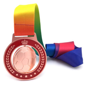 Own designs gold metal spin medal with enamel