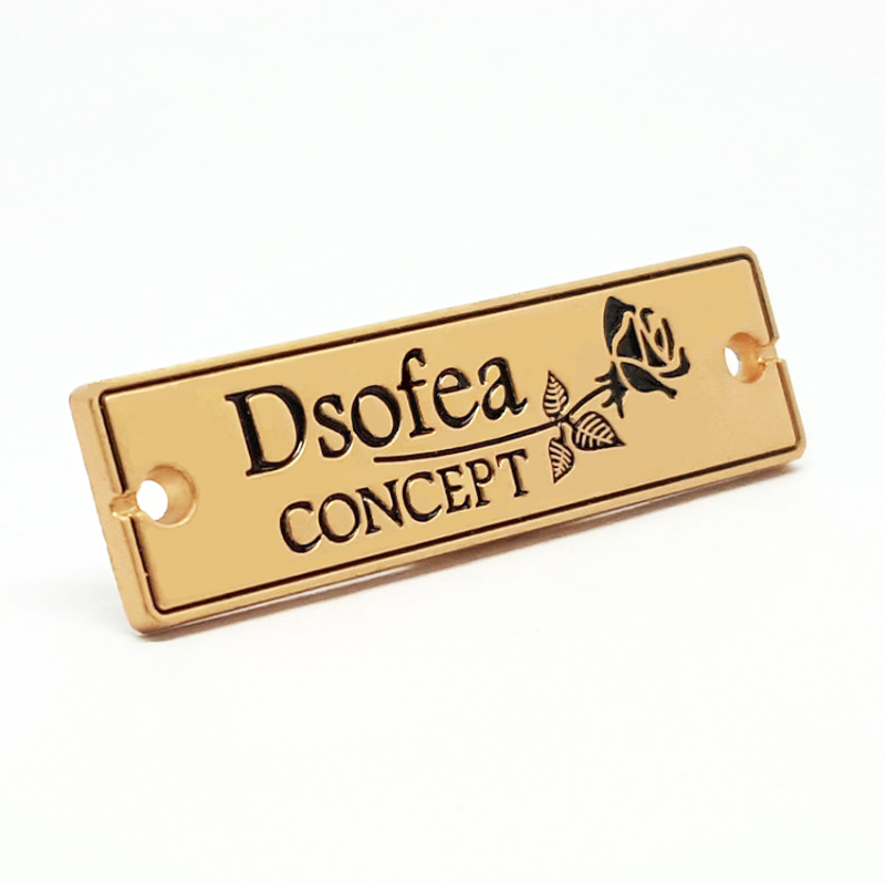 Custom rose gold metal enamel logo plates
