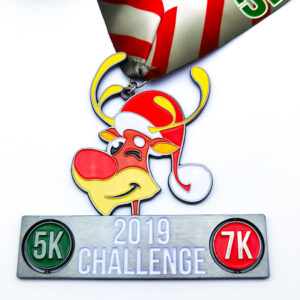 Custom rotating 5K and 7K challenge metal medal