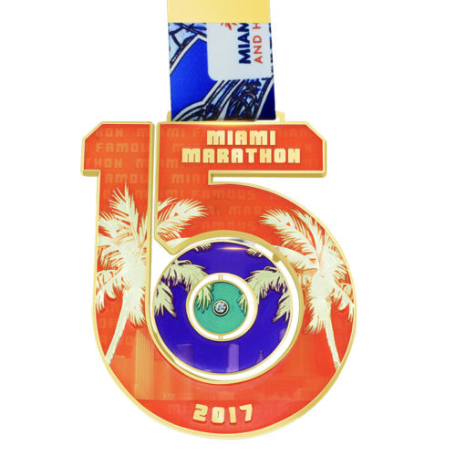 Famous run 15KM gold metal Miami marathon medals custom