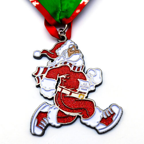 Transparent enamel metal Xmas Run medals