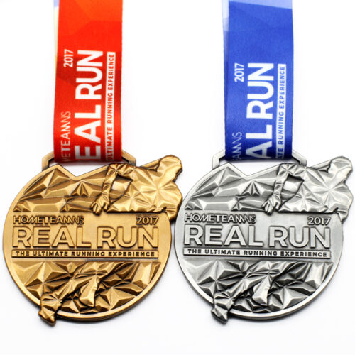 Custom 3D engraved metal sport medals with ribbons