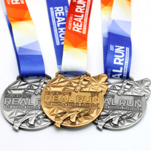Custom 3D engraved old metal medals with ribbons