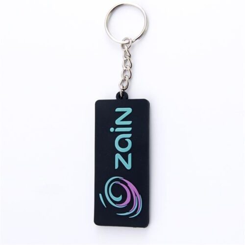 Rectangle custom logo soft PVC keychain