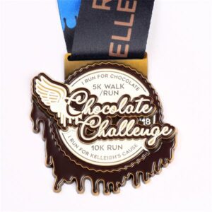 Custom Chocolate 5K and 10K run challenge souvenir medal