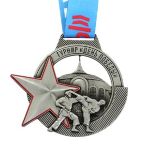 kickboxing medal with 3D engraved metal enamel logo