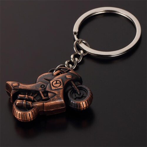 Antique brass 3D metal motorcycle keychain