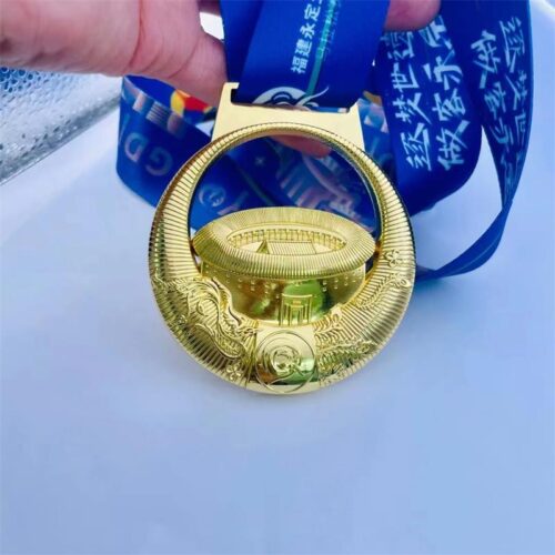 Custom 3D horn 3D building gold metal medals