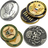 Custom 3D engraved metal coin with enamel